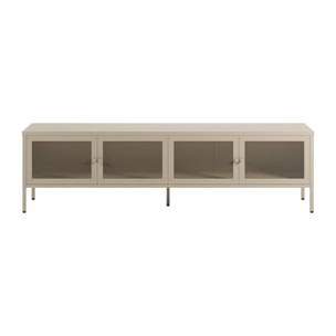 Meuble TV en métal beige 4 portes, 160 cm - Latem