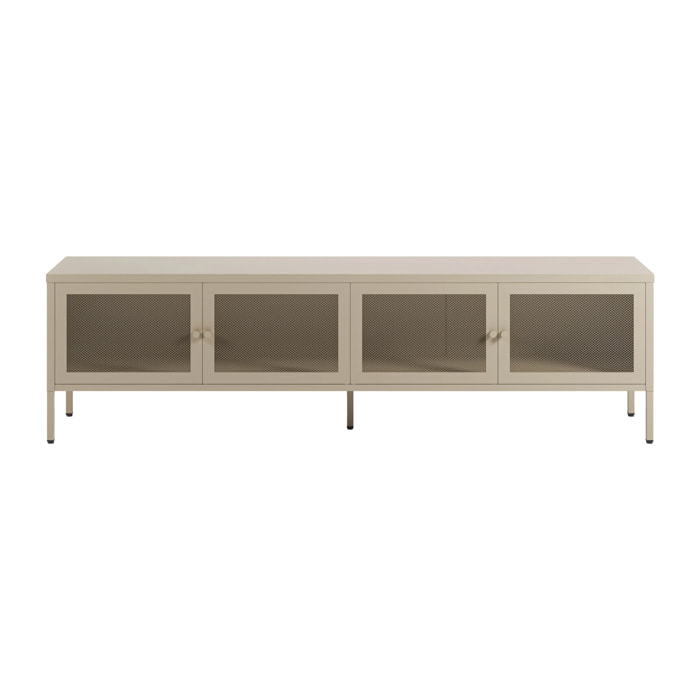 Meuble TV en métal beige 4 portes, 160 cm - Latem