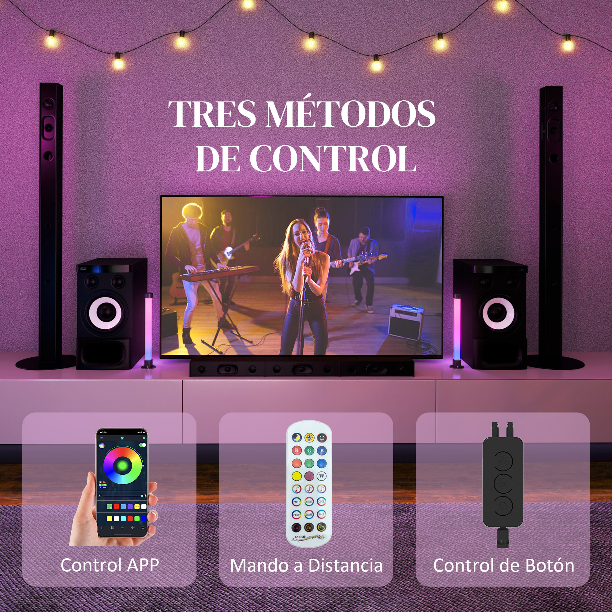 Conjunto de Lámparas de Mesa Inteligente Lámparas de Mesa LED con Control Remoto App Bluetooth Sincronización con Música y Temporizador para Salón Sala de Juegos Dormitorio Blanco