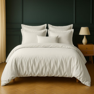 Parure Housse De Couette + 2 taies 100% Coton 57fils Ivoire
