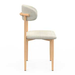 Chaises Callisto en tissu beige et pieds métal - lot de 6