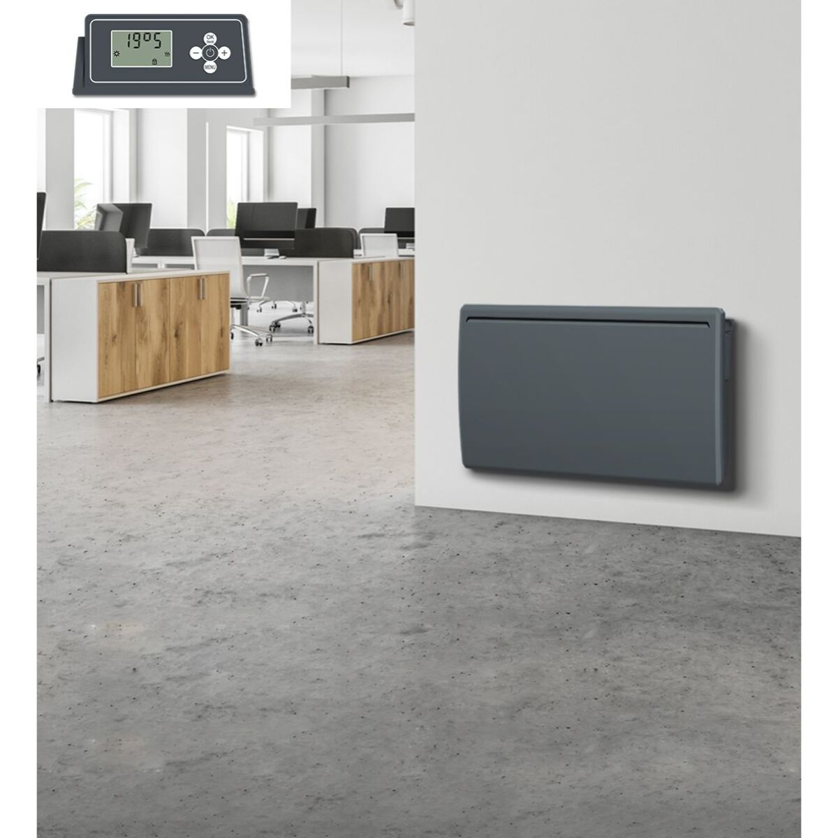 Radiateur a inertie ceramique 1500W Horizontal et bombe Gris