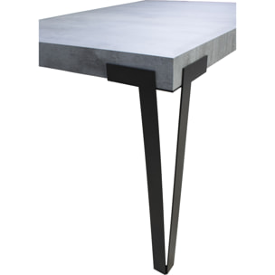 Table extensible 90x200/304 cm Rio Gris Béton cadre Anthracite