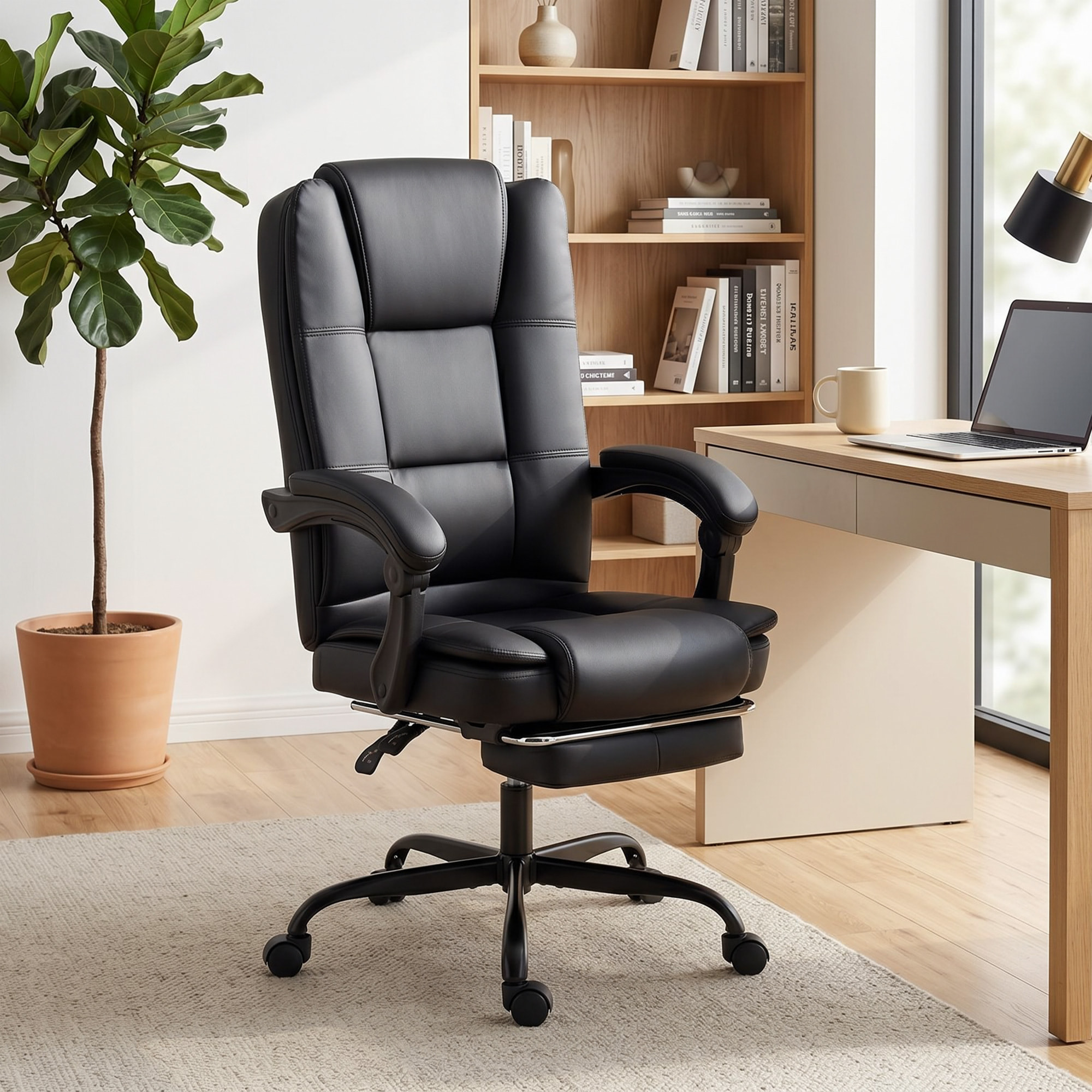 Fauteuil bureau manager inclinable repose-pieds rétractable noir
