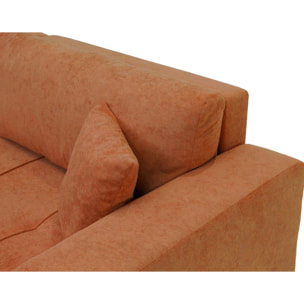 Nicole - Canapé d'angle réversible 5 places convertible avec coffre en tissu - Rouille