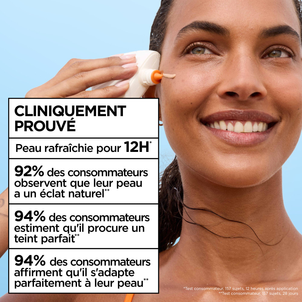 Garnier Ambre Solaire Super UV Visage Aqua Fluide SPF50 Teinté - Acide Hyaluronique - 40ml