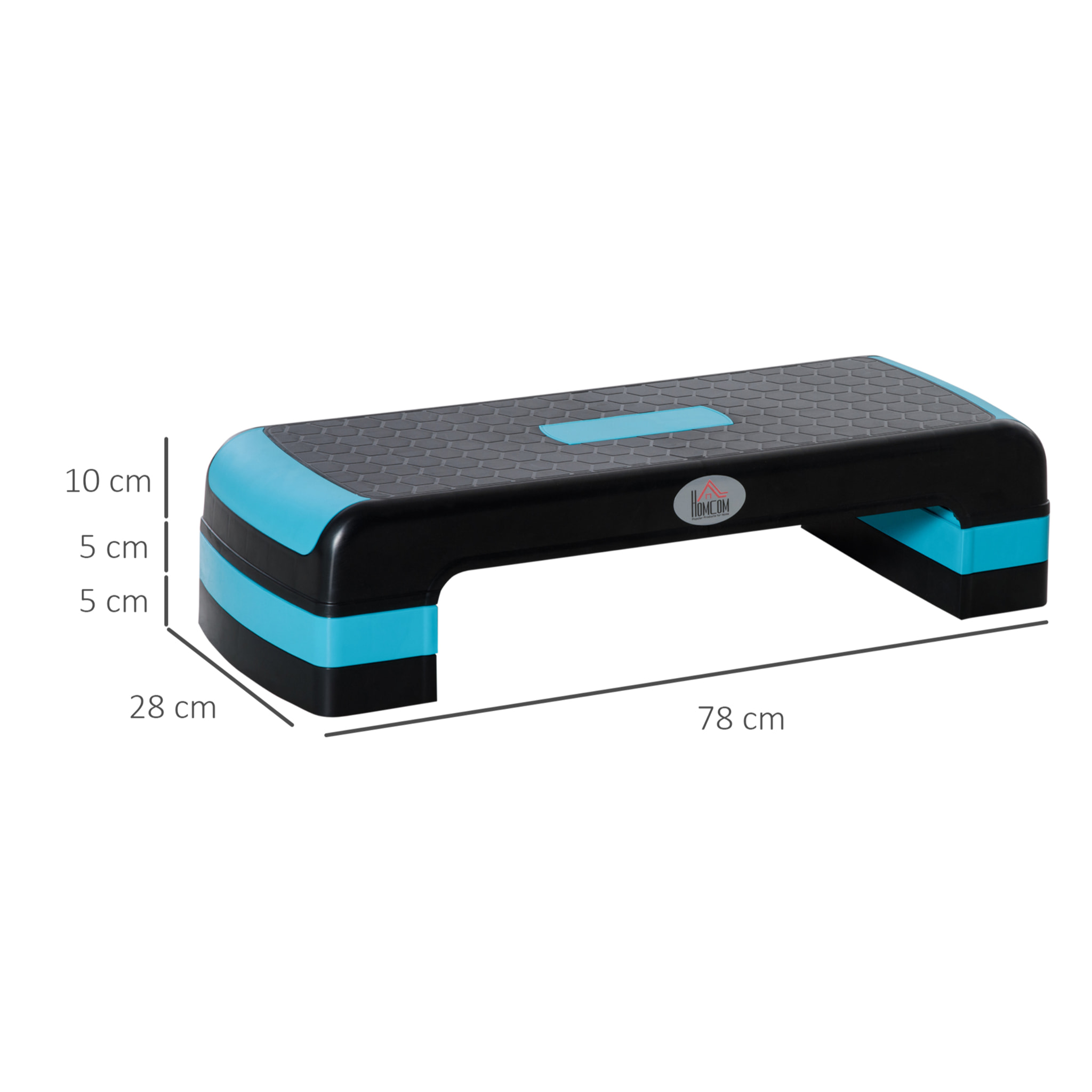 Step de Aeróbic Plataforma Step para Fitness Stepper Antideslizante con Altura Ajustable de 10/15/20 cm Tabla de Ejercicio en Casa Gimnasio Oficina Carga 150 kg 78x28x20 cm Azul y Negro
