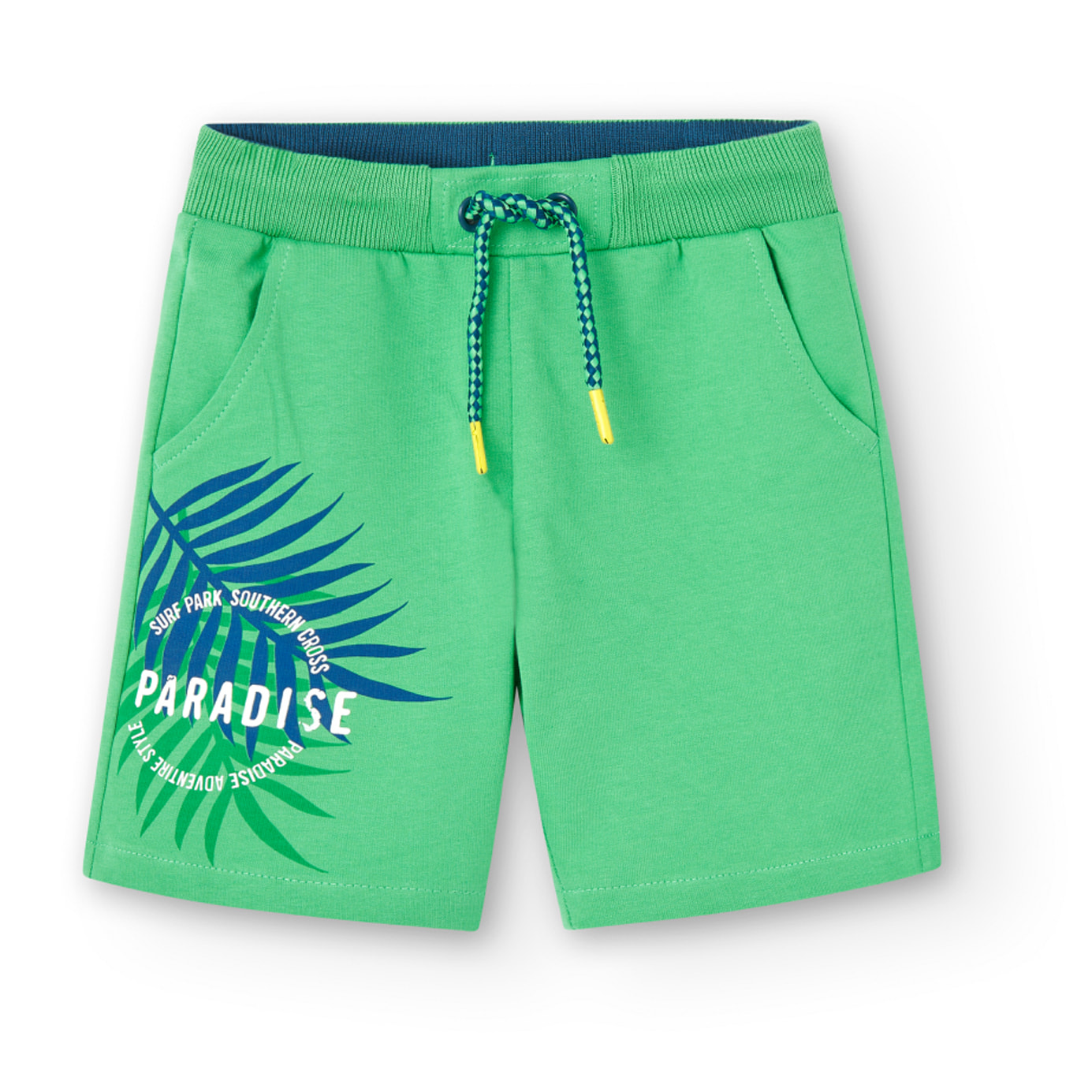 Bermudas para niÃ±o en felpa estampada de color verde