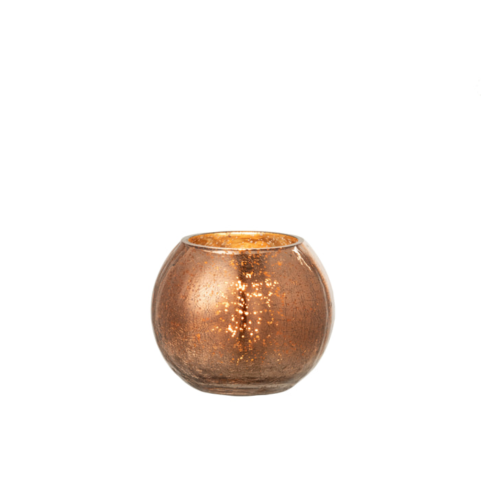 J-Line - Photophore boule craquelé - verre effet nacré - marron - small - 2pcs