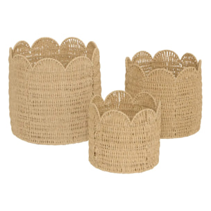 Lot de 3 paniers Cyrielle rond beige