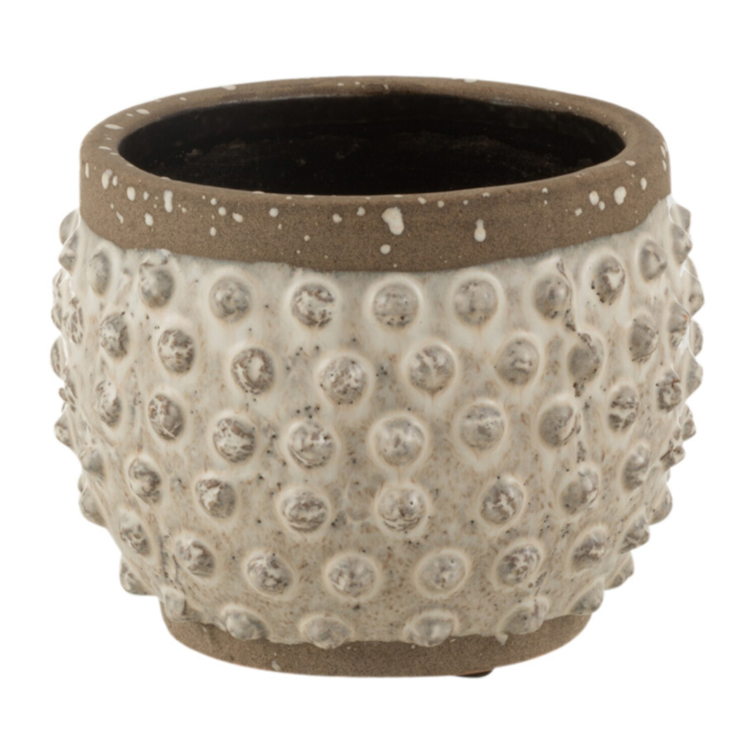 J-Line cache-pot Bord Pointu - céramique - blanc/gris - small - Ø 16 cm