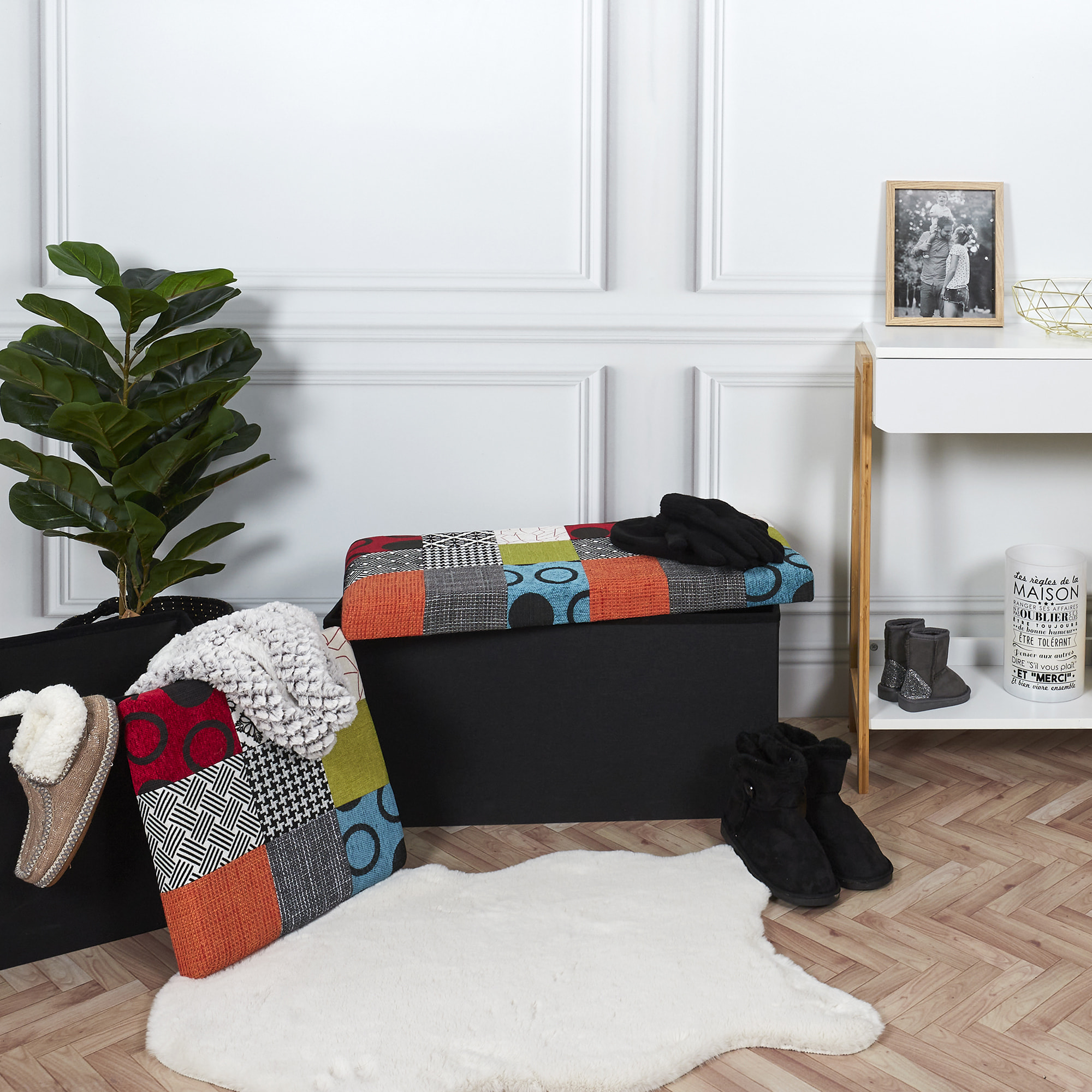 Coffre Banc Pliable Patchwork