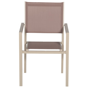 Lot de 6 chaises en aluminium taupe - textilène taupe