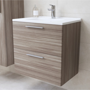 Set Mia ensemble meuble 59x61x39,5cm avec miroir, lavabo, éclairage LED + armoire 145x35x35cm, Cordoba