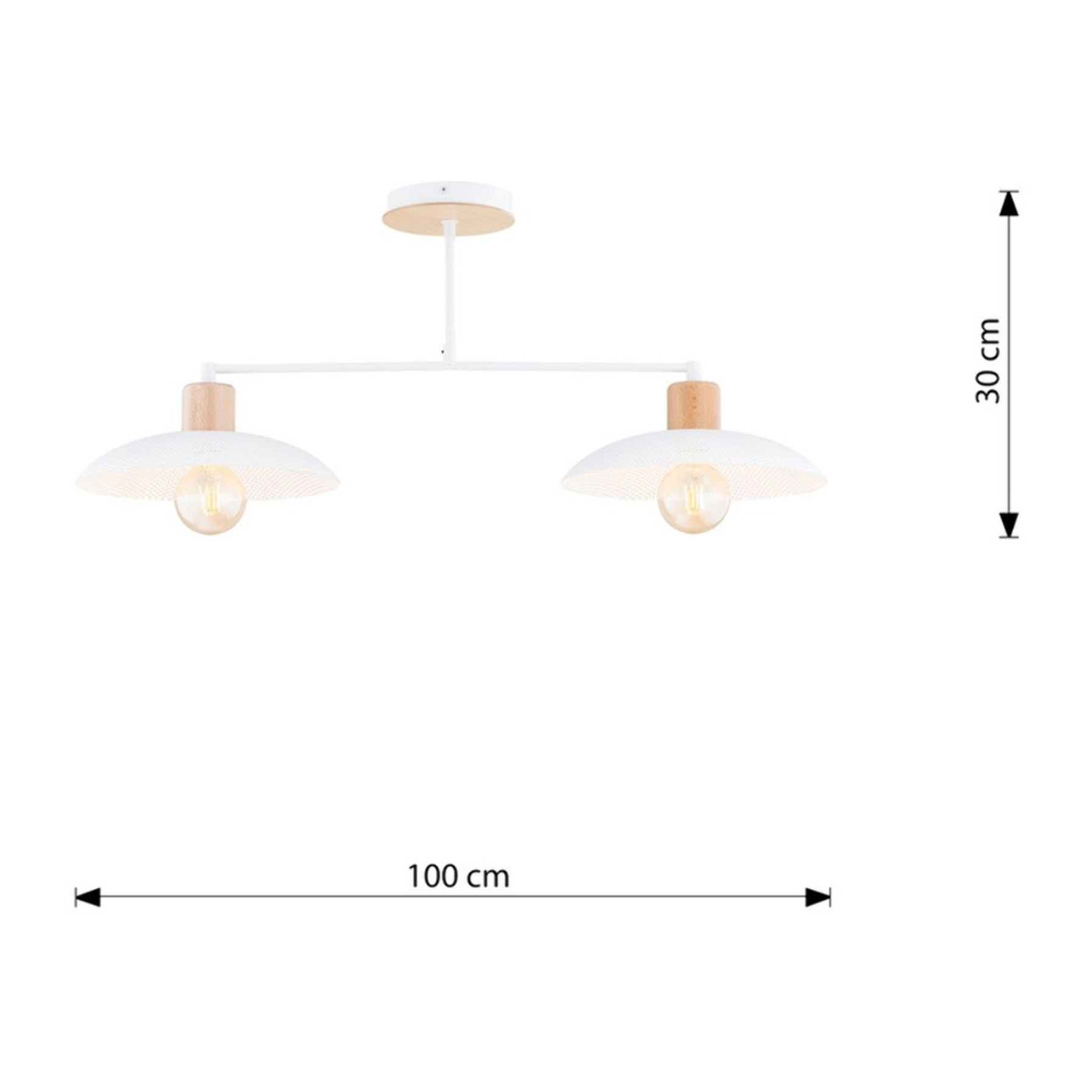 Lampada a sospensione KOBE in acciaio bianco e legno naturale