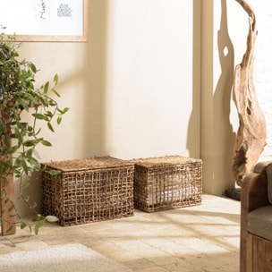 ALIDA - Set de 2 paniers de rangement en tissage naturel ajouré