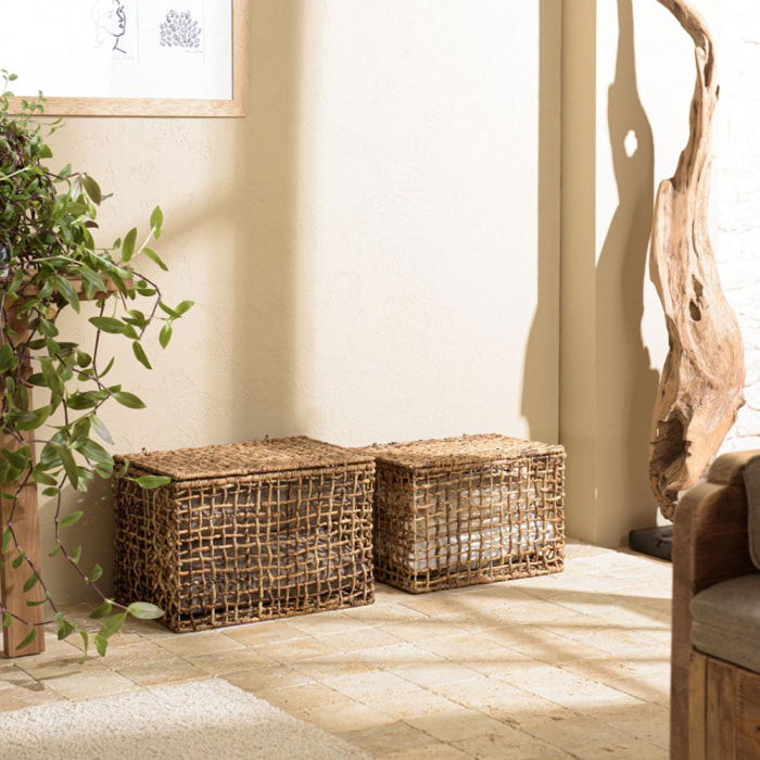 ALIDA - Set de 2 paniers de rangement en tissage naturel ajouré