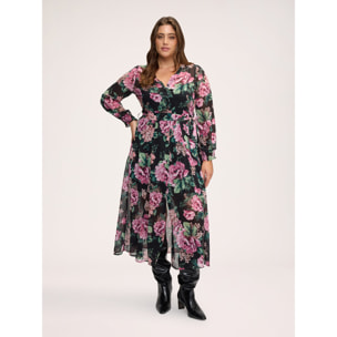 Fiorella Rubino - Vestito lungo con stampa floreale - Nero