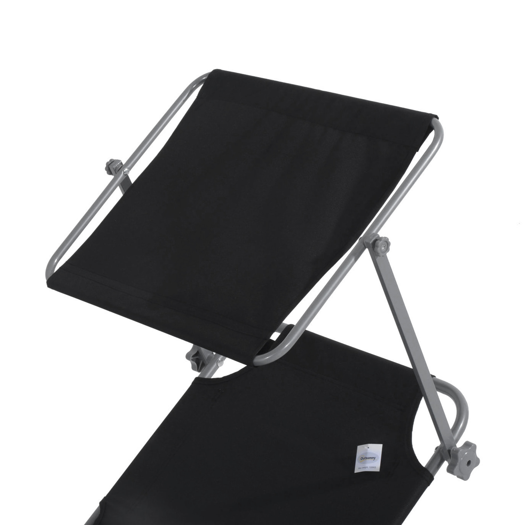 Conjunto de 2 Tumbonas Plegables Tumbonas de Jardín con Toldo Desmontable y Ajustable Respaldo Regulable en 4 Niveles Carga 120 kg para Playa Terraza 187x58x36 cm Negro