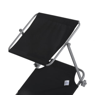 Conjunto de 2 Tumbonas Plegables Tumbonas de Jardín con Toldo Desmontable y Ajustable Respaldo Regulable en 4 Niveles Carga 120 kg para Playa Terraza 187x58x36 cm Negro