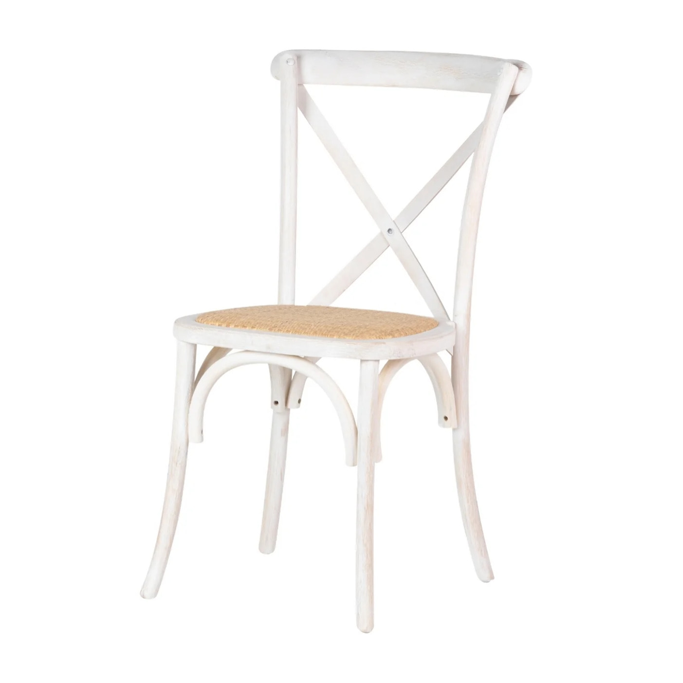 Silla Apilable Ratan Madera Blanca 44x42x88 Cm