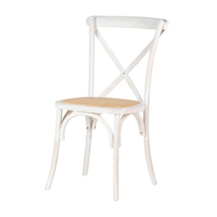 Silla Apilable Ratan Madera Blanca 44x42x88 Cm