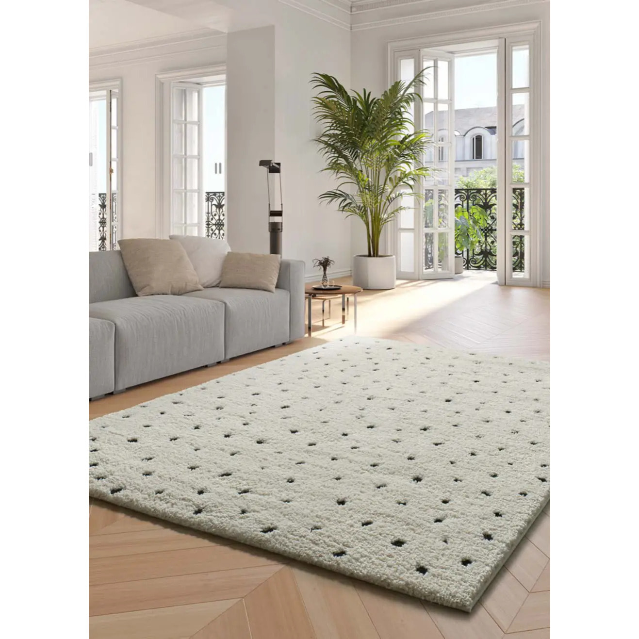 ATESA Alfombra shaggy escandinava blanco, varias medidas disponibles.