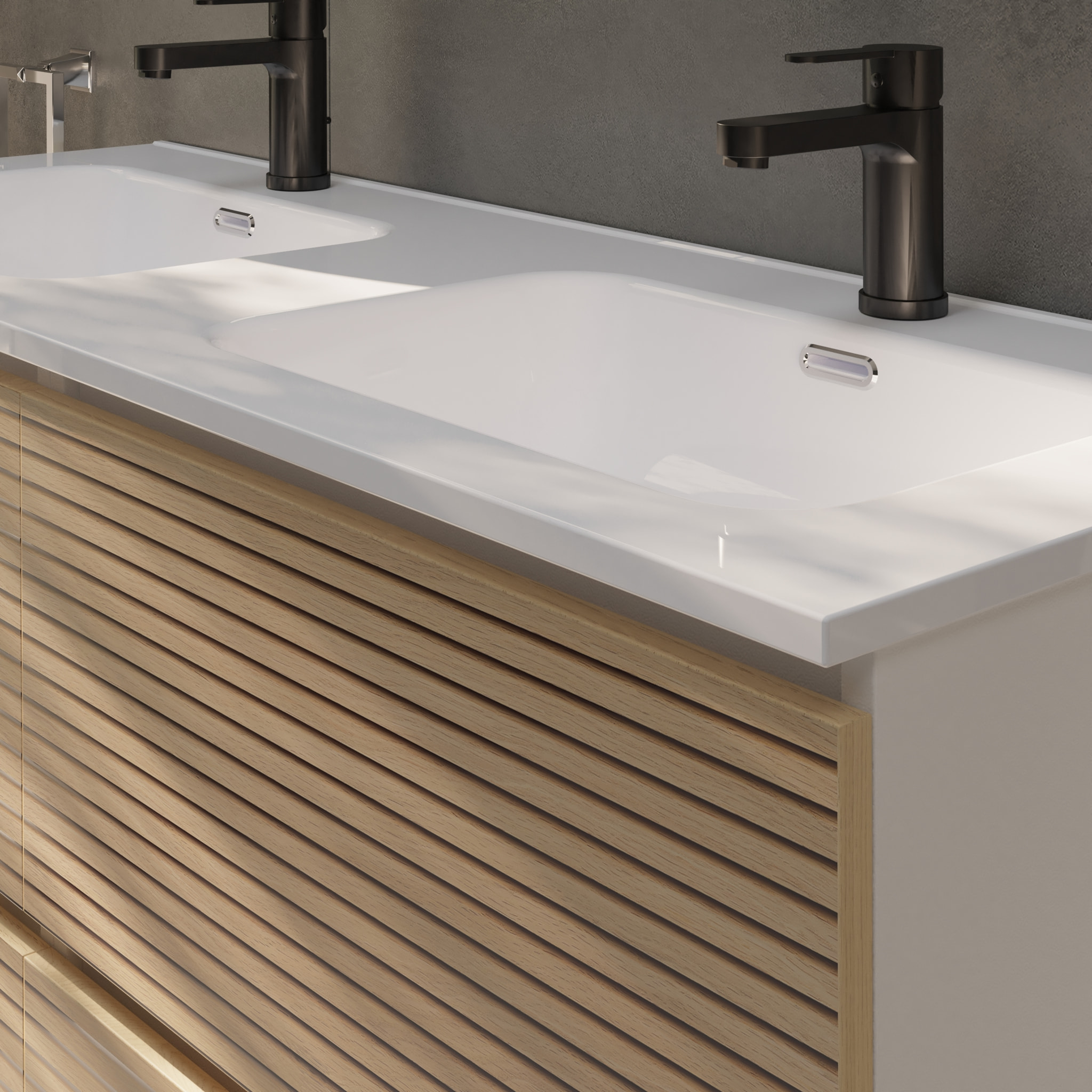 Conjunto de Baño Yinu | 140 cm Blanco - Solomon | Cuatro Cajones | Lavabo Encastrado| No incluye Espejo | Alday