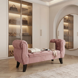 Divanetto Contenitore Imbottito in Effetto Velluto con Vano Contenitore Integrato, Seduta Elegante dallo Stile Classico per Camera da Letto, Ingresso e Soggiorno