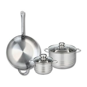 Ensemble de 1 Poêle de cuisson 32 cm et 2 faitouts 16 et 24 cm Elo Profi Brillant