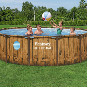 Bestway Piscine hors sol tubulaire ronde Bestway Steel Pro Max 427 x 107 cm Splashview décor bois