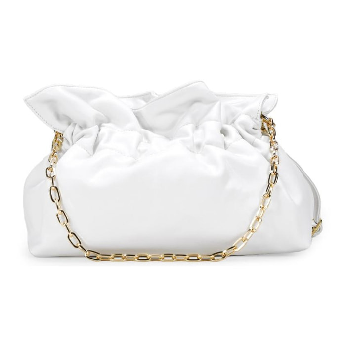 Bolso de hombro blanco con cadena