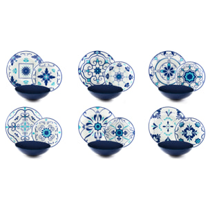 Servizio piatti 18 pezzi Excelsa – Vietri, Porcellana Blu