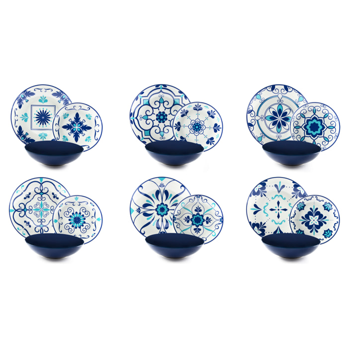 Servizio piatti 18 pezzi Excelsa – Vietri, Porcellana Blu