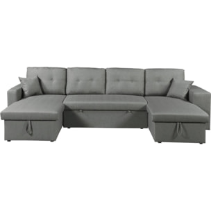 Canapé d'angle panoramique convertible en tissu "Axel" - 4 places - Gris