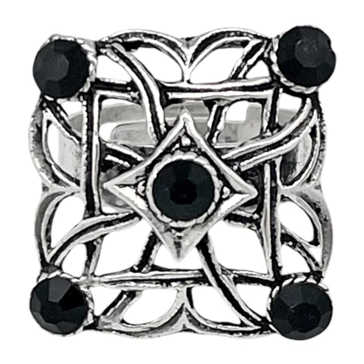 Anillo cuadrado Enredado en plata 10µm y cristal