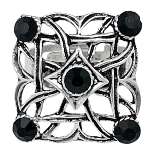 Anillo cuadrado Enredado en plata 10µm y cristal