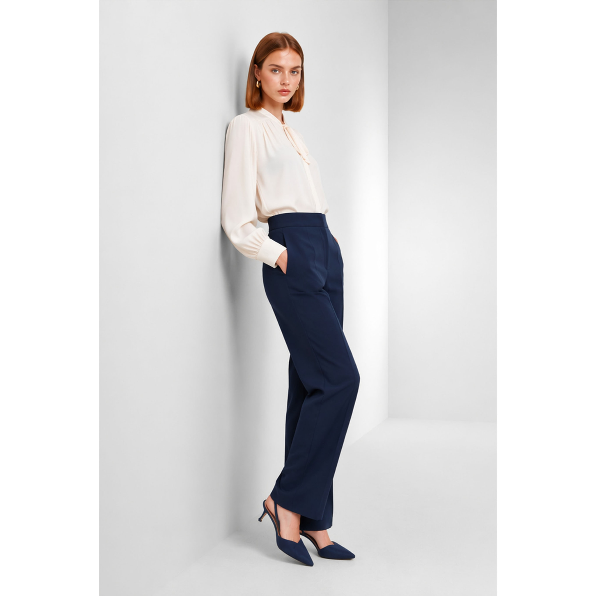 Kocca - Pantaloni da donna a vita alta con tasche e taglio dritto Donna