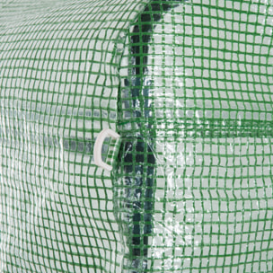 Serre tunnel 13,5 m² dim. 4,5 x 3 x 2 m - 6 fenêtres, porte zippée enroulable - acier galvanisé PE haute densité vert