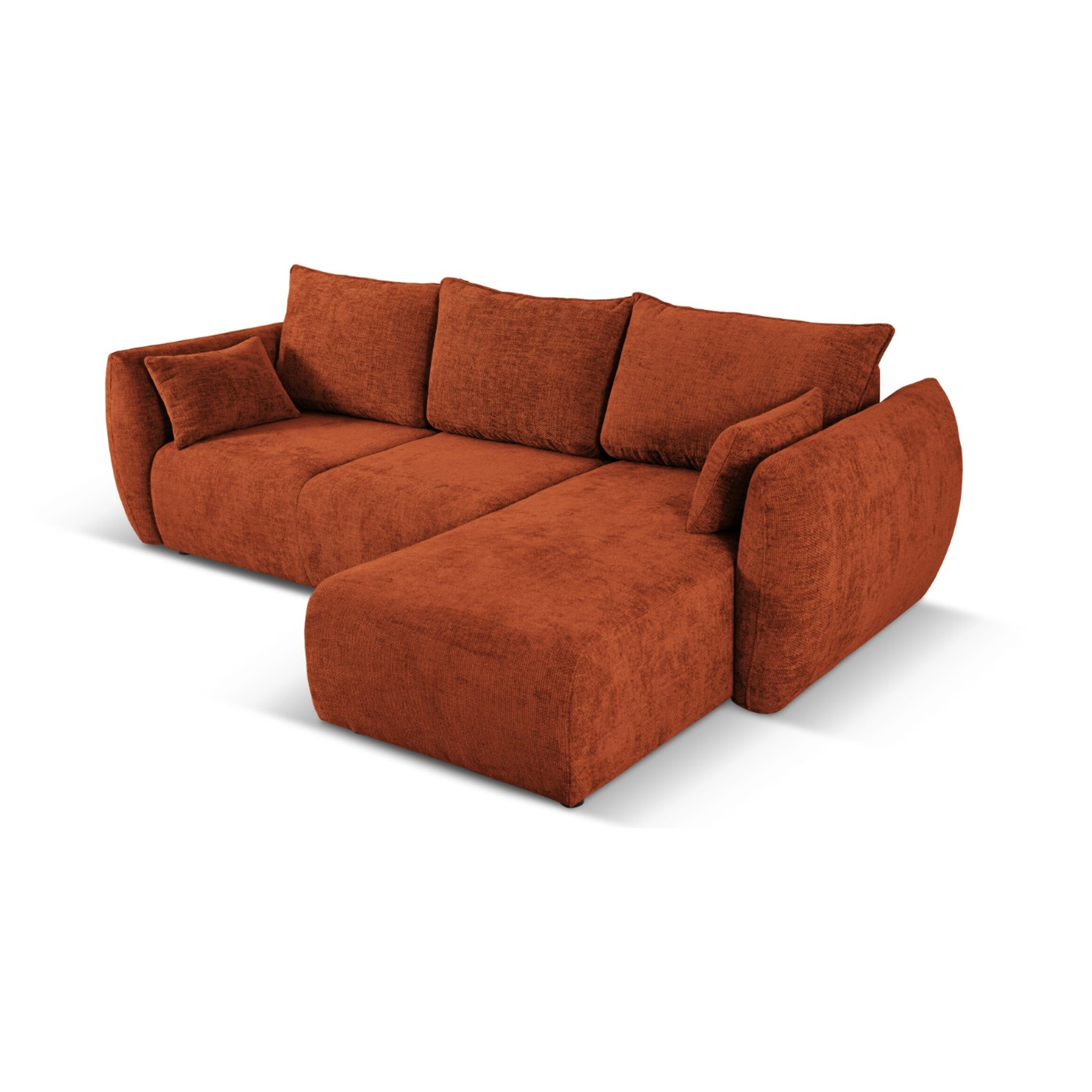 Canapé d'angle droit convertible avec coffre de rangement "Matera" 4 places en chenille terracotta
