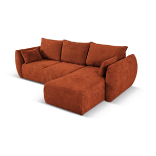 Canapé d'angle droit convertible avec coffre de rangement "Matera" 4 places en chenille terracotta