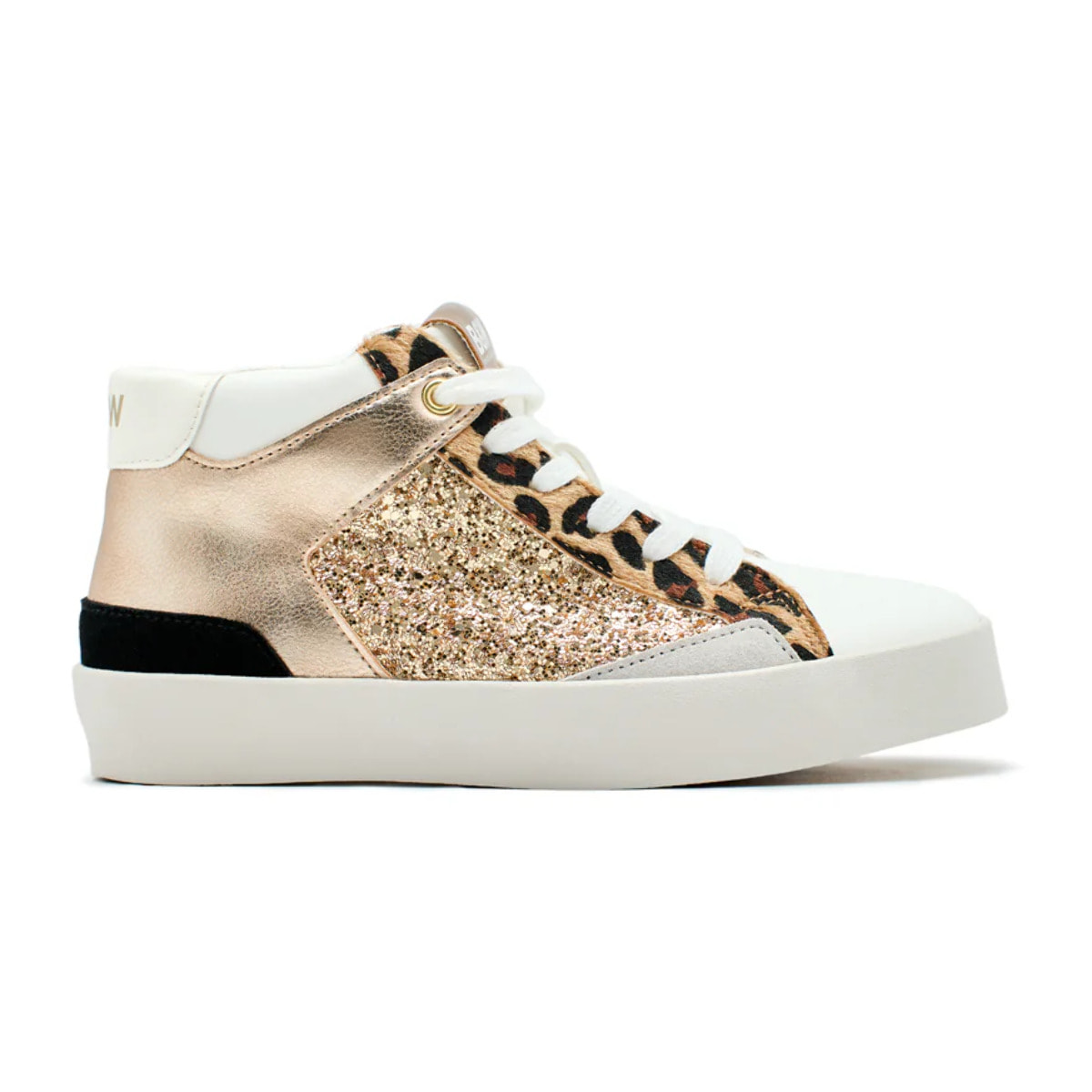 Zapatillas Altas de Niños Napa Efecto Glitter Dorado