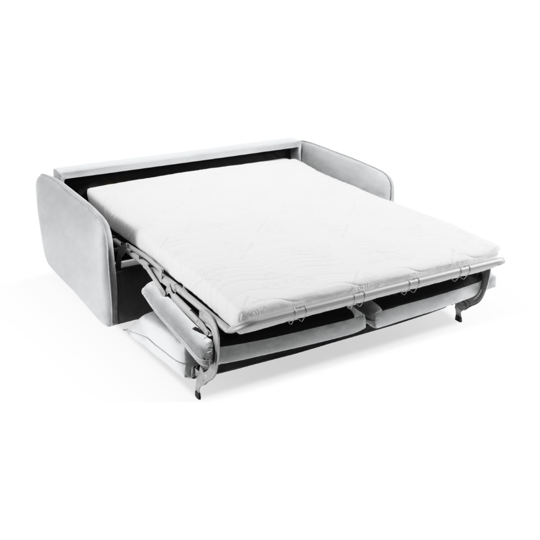 Canapé convertible "Vienna" 3 places en velours argent