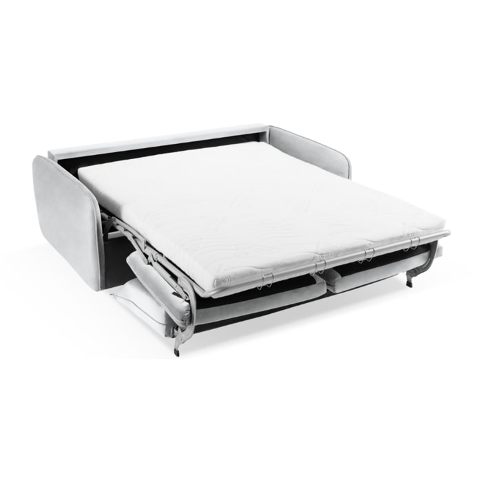 Canapé convertible "Vienna" 3 places en velours argent