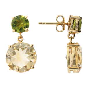 Orecchini Pendenti in Argento 925 placcato Oro Giallo 18Kt con Citrino e Peridoto
