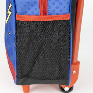 Mochila escolar estilo trolley de spiderman - color azul - 25x10x29 cm - mochila de carro fabricada en poliéster - incluye tacos antideslizamiento