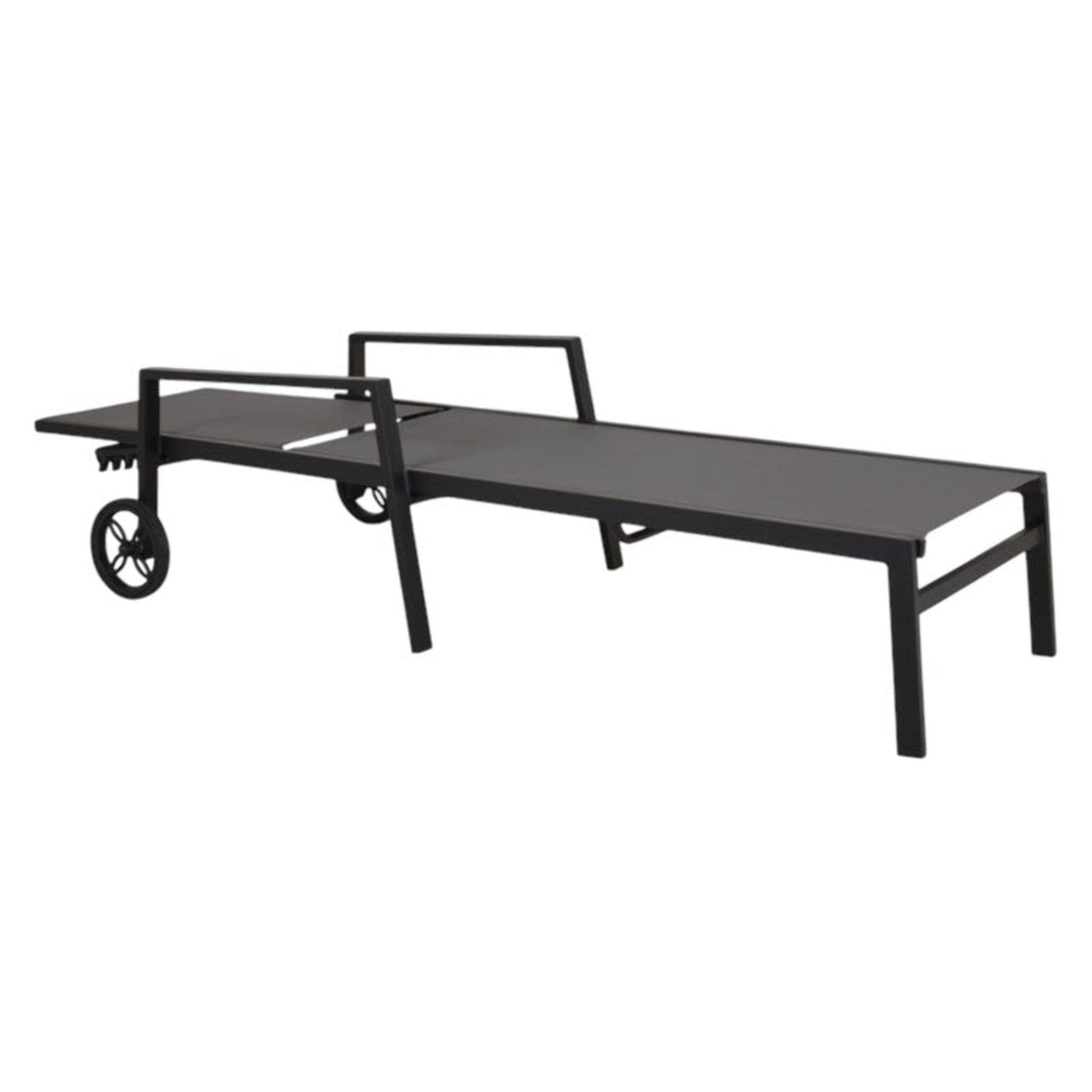 Transat à roulettes en aluminium noir STOCKHOLM