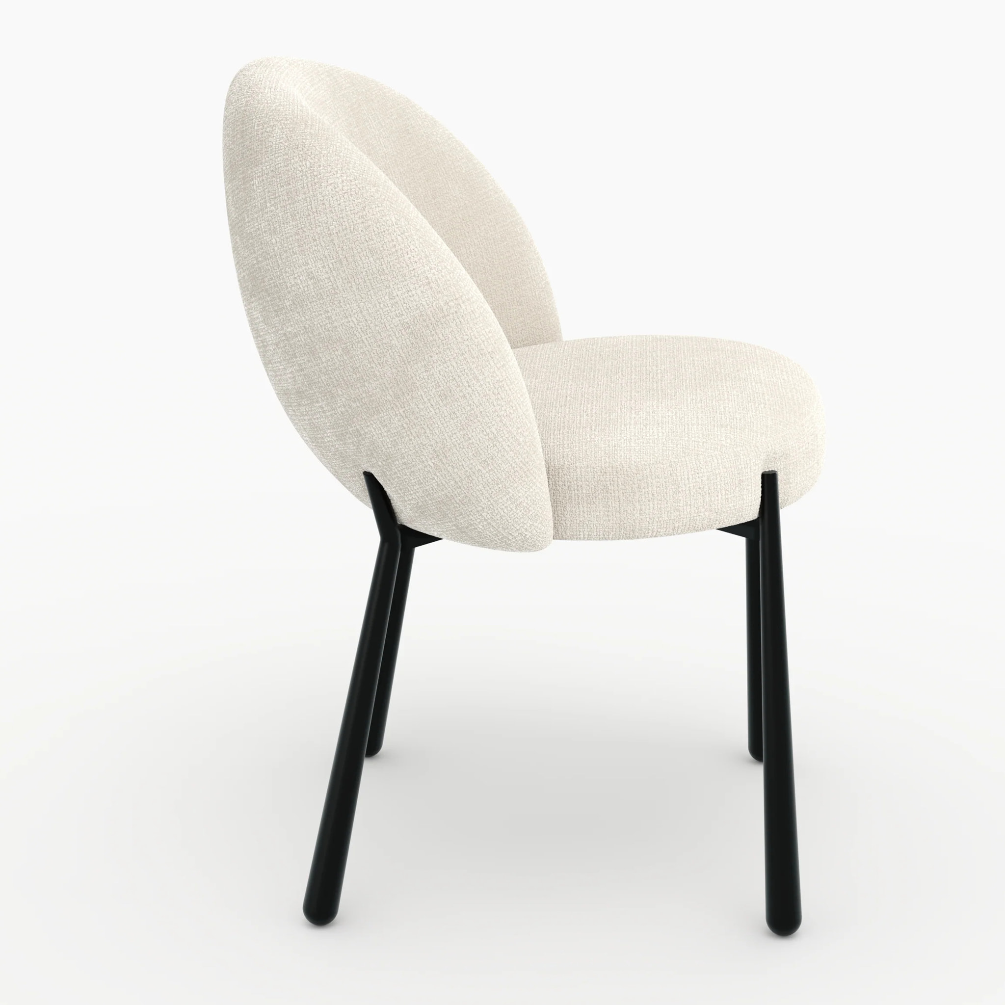 Lot de 2 chaises en velours chenillé écru et métal noir - Pulpy