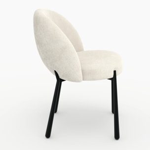 Lot de 2 chaises en velours chenillé écru et métal noir - Pulpy