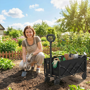 Chariot de transport pliable 60L porte arrière rabattable noir